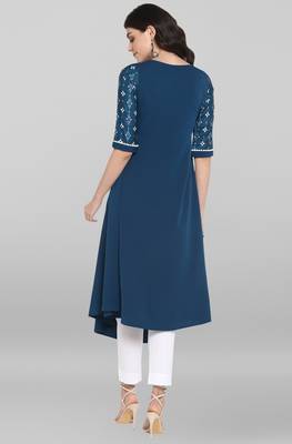 Women's green Poly Crepe Kurta 2