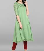 Women's Light Green Poly Crepe Kurta
