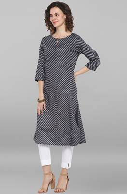Janasya Women's Grey Rayon Kurta 2