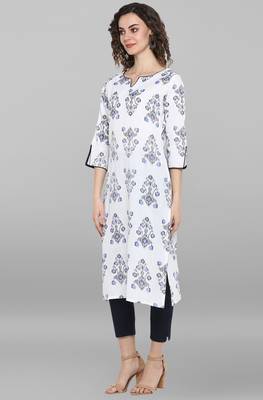 Janasya Women's White Pure Cotton Kurta 2