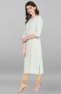 Janasya Indian Women's Cream Pure Cotton Kurta 2