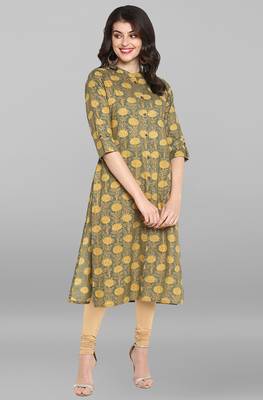 Janasya Indian Women's Multicolor Pure Cotton Kurta 1
