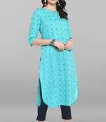 Indian Women's Turquoise Pure Cotton Kurta