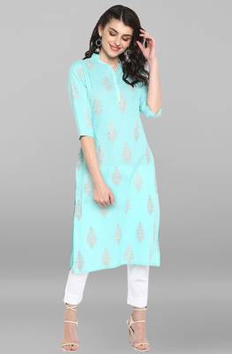 Janasya Indian Women's green Pure Cotton Kurta 1