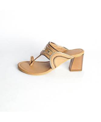 Nude Copper Trapeez Heel Kolapuri 2