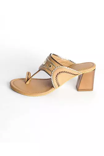 Nude Copper Trapeez Heel Kolapuri