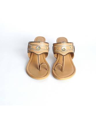 Nude Copper Trapeez Heel Kolapuri 3