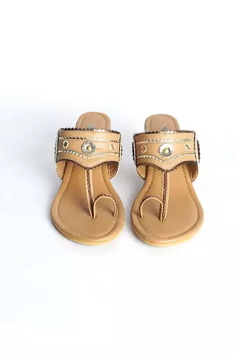 Nude Copper Trapeez Heel Kolapuri