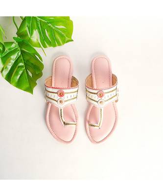 Pastel Pink Kolapuri Flats 1