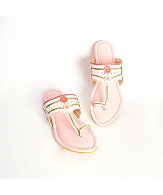 Pastel Pink Kolapuri Flats 3