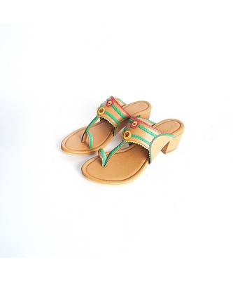 Colour Pop Nude Kolapuri Block Heel 2