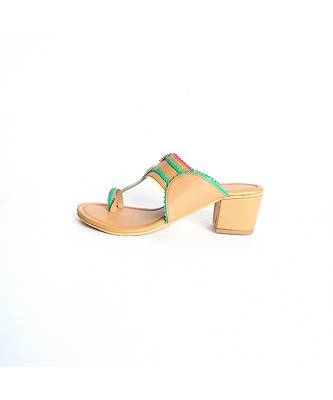 Colour Pop Nude Kolapuri Block Heel 3