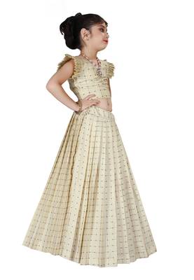Kids Cotton Silk White Lehenga Choli Set  2