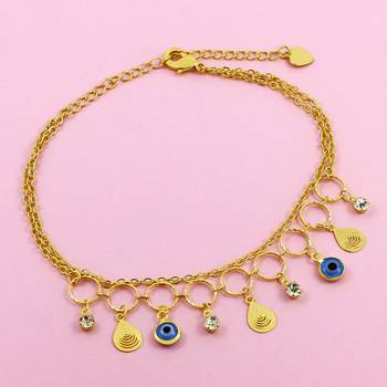 Gold cubic zirconia anklets 2