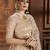 Beige embroidered net semi stitched lehenga