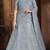 Sky-blue embroidered net Semi Stitched bridal lehenga