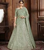 Light-green embroidered net Semi Stitched bridal lehenga