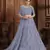 Sky-blue embroidered net Semi Stitched bridal lehenga
