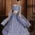 Sky-blue embroidered net Semi Stitched bridal lehenga