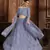 Sky-blue embroidered net Semi Stitched bridal lehenga