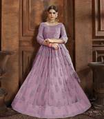 Purple embroidered net Semi Stitched Bridal Lehenga