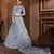 Sky-blue embroidered net semi stitched lehenga