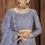 Sky-blue embroidered net semi stitched lehenga