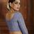 Sky-blue embroidered net semi stitched lehenga