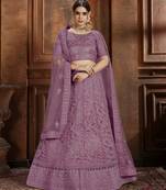 Purple embroidered net Semi Stitched Bridal Lehenga