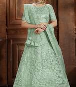 Light-green embroidered net Semi Stitched Bridal Lehenga