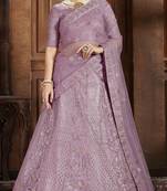 Purple embroidered net Semi Stitched Bridal Lehenga