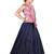 Kids Pink Top And Blue Lehenga Choli Set For Girls 