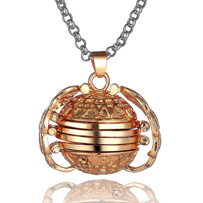 Expanding Angel Wings Photo Souvenier Gold Plated Locket Pendant Necklace Chain for Men