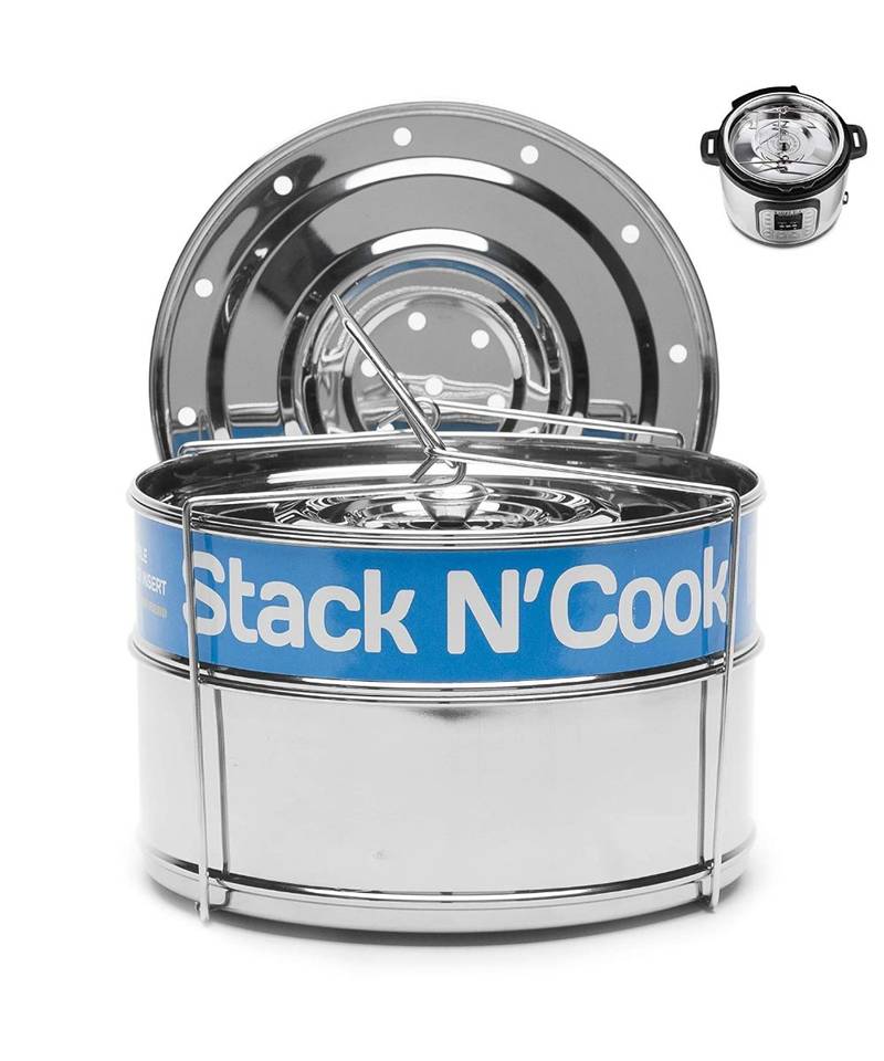 Stack Cook Stackable Insert Pans -6, 8 Qt Electric Pressure Cooker Accessories for Instant Baking, Lasagna Pan