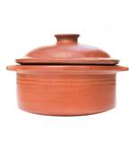 India Premium Range Unglazed Clay Handi/Earthen Pot for Cooking & Serving 3Liter (Red)