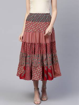 Pinksky Red printed cotton skirts 1