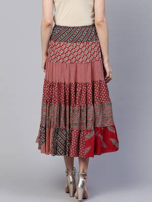 Pinksky Red printed cotton skirts 2