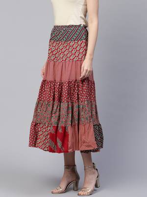 Pinksky Red printed cotton skirts 3