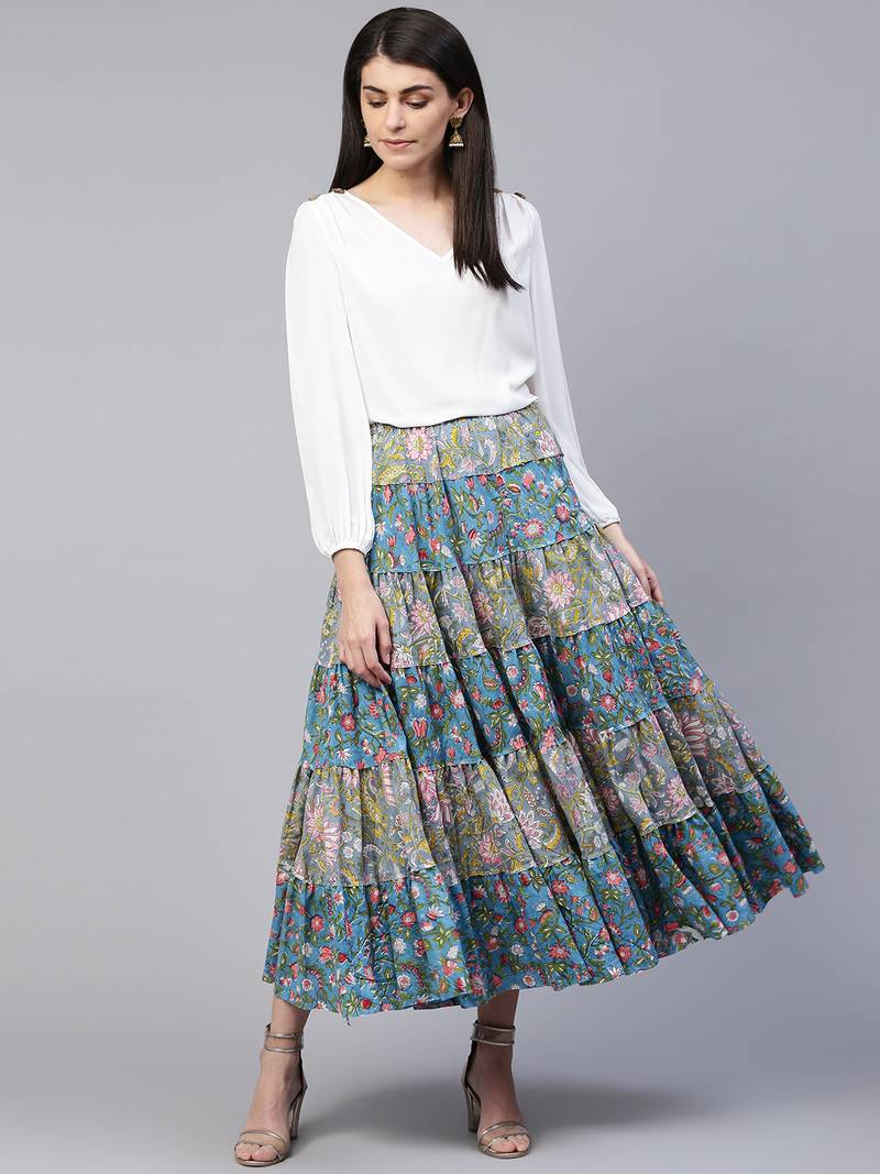 Pinksky Multicolor printed cotton skirts