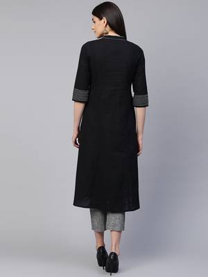 Pinksky Black woven cotton cotton-kurtis 2