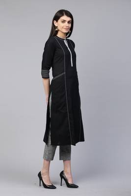 Pinksky Black woven cotton cotton-kurtis 4