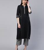 Pinksky Black woven cotton cotton-kurtis