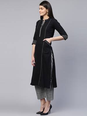 Pinksky Black woven cotton cotton-kurtis 2