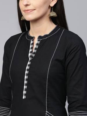 Pinksky Black woven cotton cotton-kurtis 4