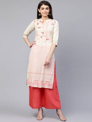 Pinksky White woven cotton cotton-kurtis 1