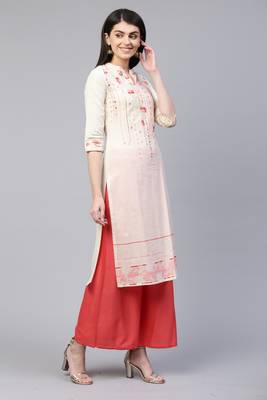 Pinksky White woven cotton cotton-kurtis 4