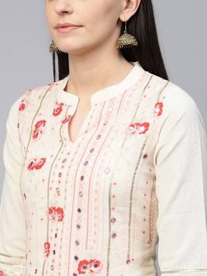 Pinksky White woven cotton cotton-kurtis 5