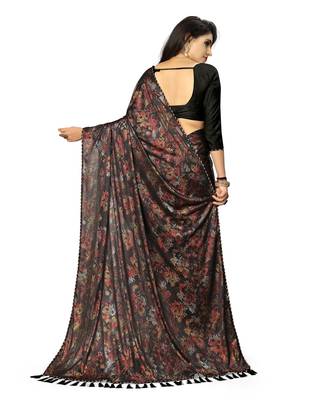 Black lycra Saree With Blouse  2