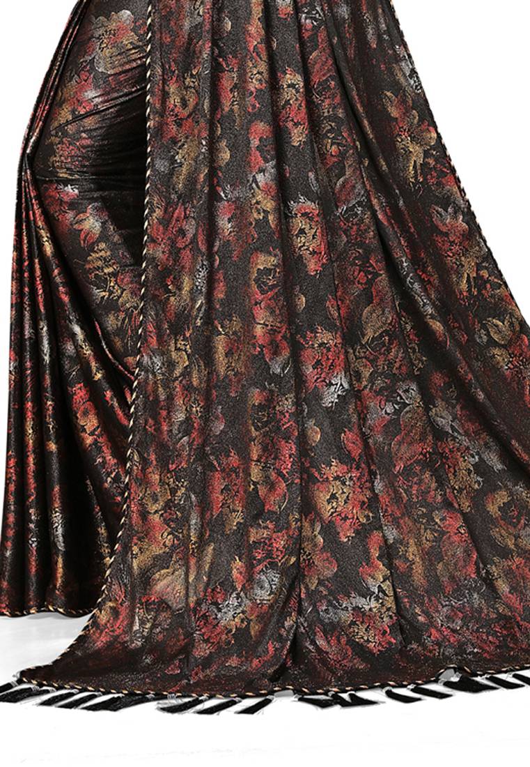 Black lycra Saree With Blouse 