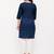 Women's  Navy Blue Cotton Embroidered Straight Kurta
